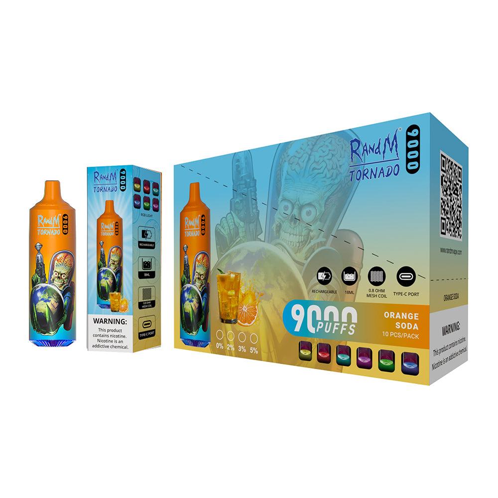 RAndM Tornado 9000 Puffs Disposable Vape (Doos van 10)
