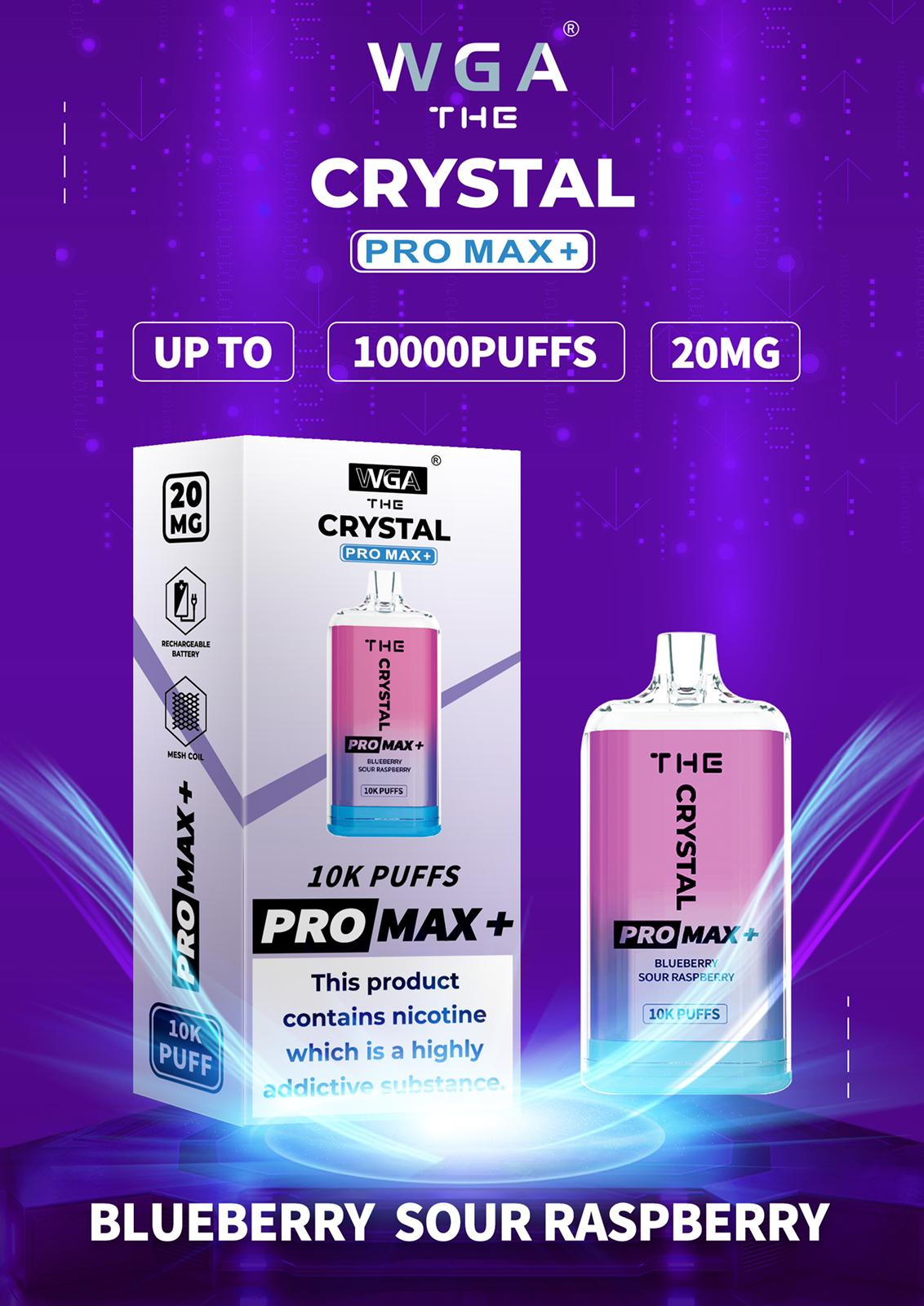 De Crystal Pro Max + 10000 Puffs Wegwerp Vape (Doos van 10)
