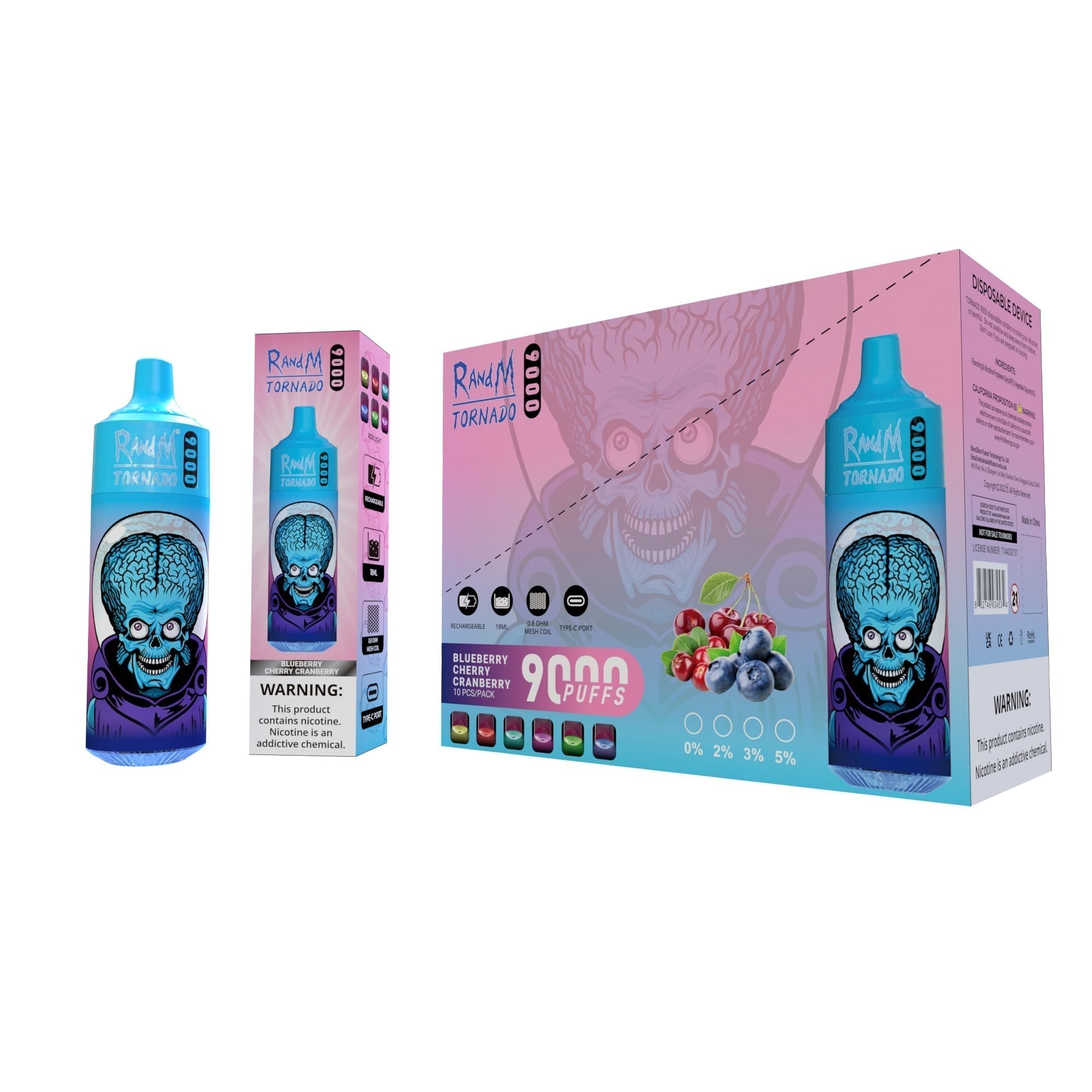 RAndM Tornado 9000 Puffs Disposable Vape (Doos van 10)
